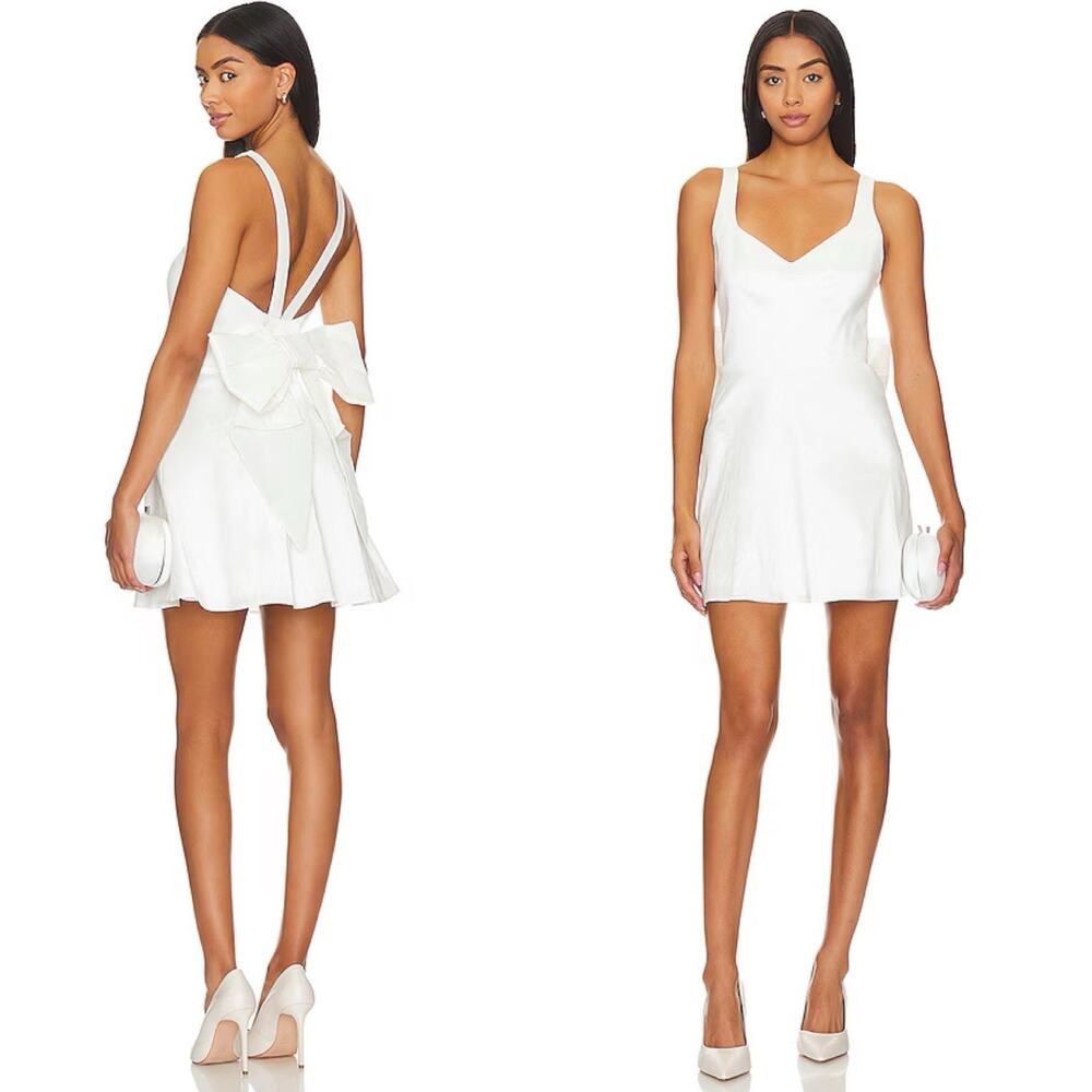 Show Me Your MuMu Ivory Mini Dress with Bow Back